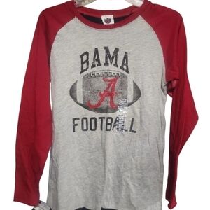 Bama Football Raglan Long-Sleeve Tee - Red & Gray